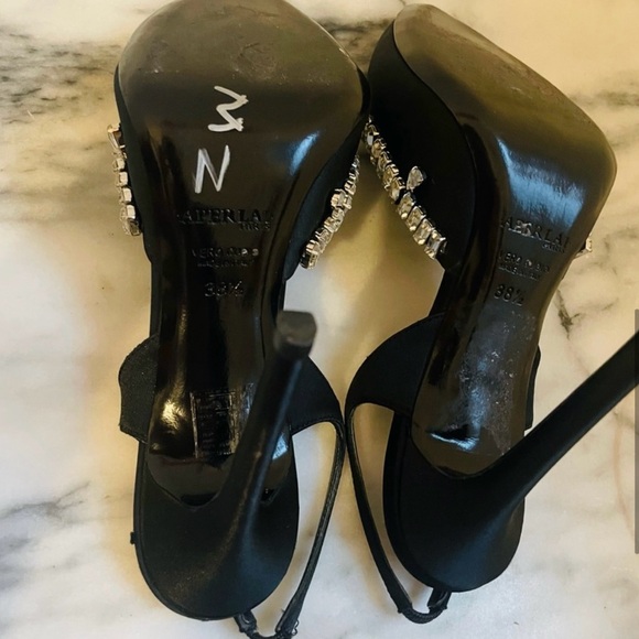 Aperlai Paris Satin Crystal Embellished Slingback heel size 38 - Picture 4 of 4